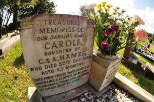 Carole's grave in Pool Road Cemetery, Newtown